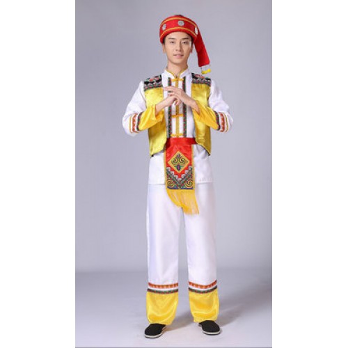 Men's chinese folk dance costumes male china Miao Hmong minority drama cosplay dresses clothes